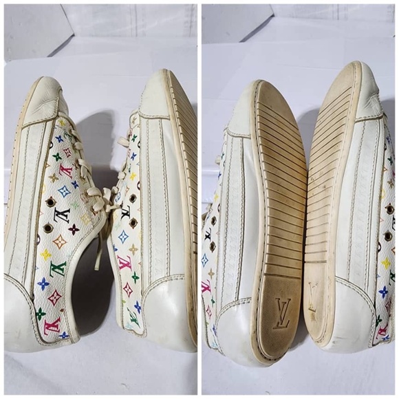 Authentic Louis Vuitton 2008 Multicolored Monogram Pattern Sneakers Size 38.5 - Picture 8 of 15